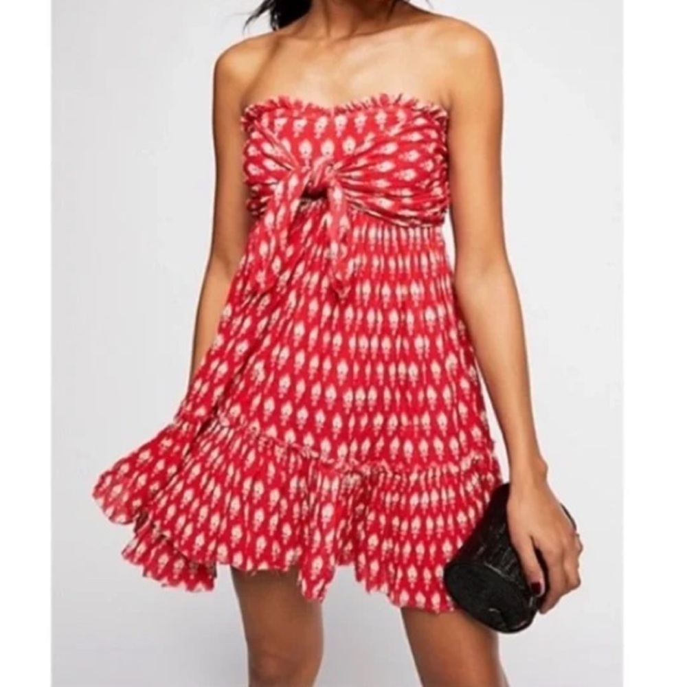 Free People Floral Strapless Mini Dress